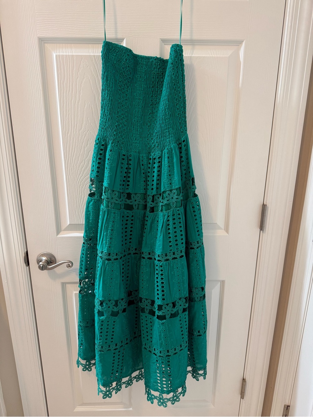 Strut & Bolt Strapless Emerald Green Cotton Blend Maxi Dress